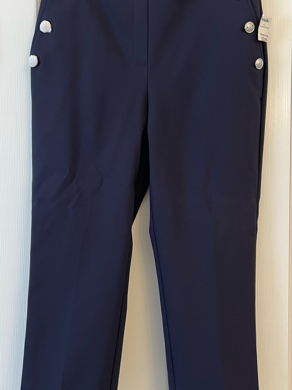 Rachel Zoe Navy High-Rise Slim Leg Trousers